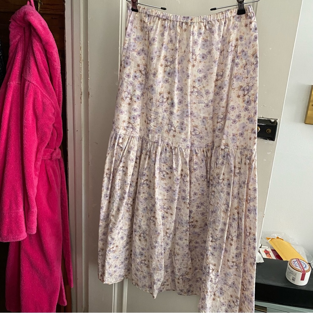 H&M floral linen blend maxi skirt